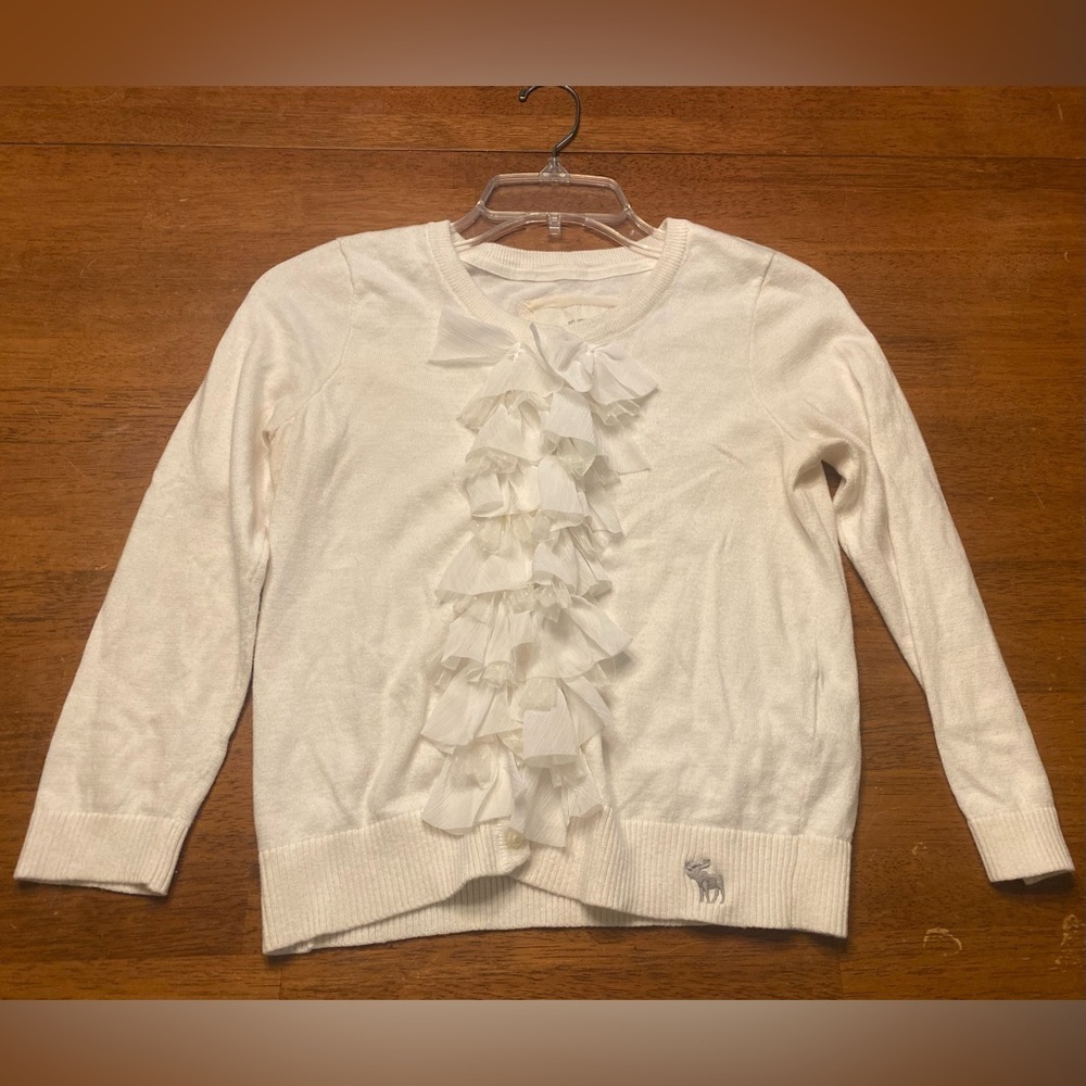 Y2K Abercrombie & Fitch Cream Ruffled Cardigan